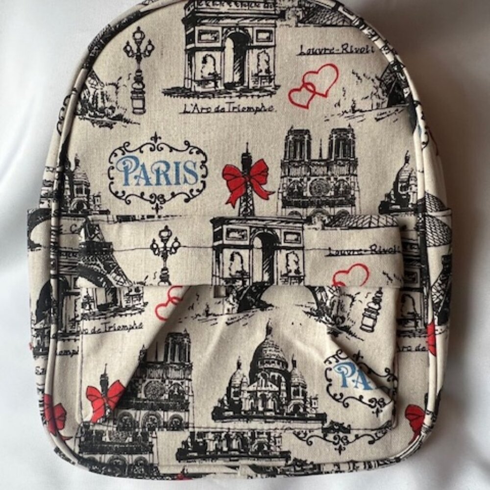 Paris Landmarks Small Canvas Backpack
